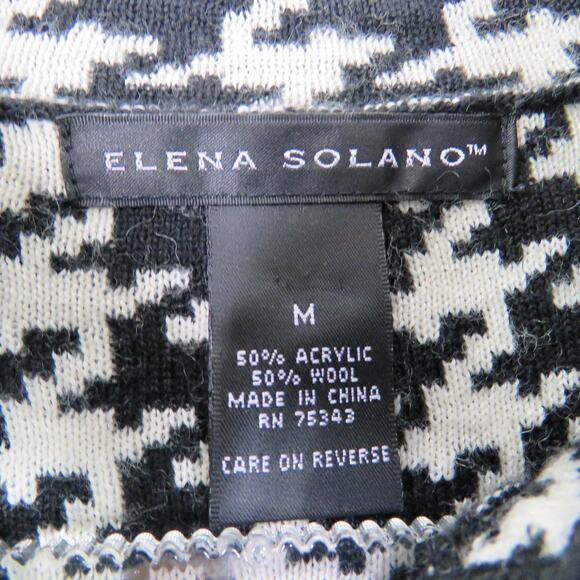 Vintage Elena Solano Black & White Twee Houndstooth Jacket Formal Medium - Picture 5 of 5